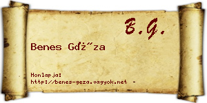 Benes Géza névjegykártya