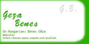 geza benes business card