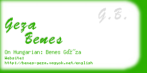 geza benes business card